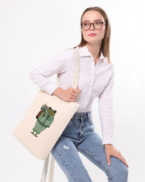 Zoozie Bags Bolso de Mano Tote de Algodón 100% Crema 35x40x8 cm